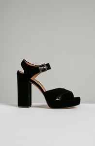 BLOCK HEEL CROSS FRONT SANDAL